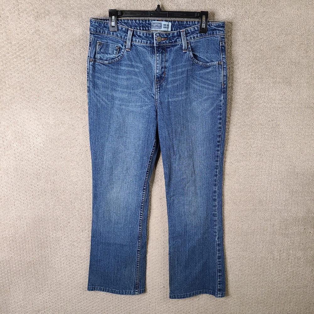 Levis Jeans Womens 12 Short Blue Mid Rise Bootcut‎ Y2K Dark Wash Signature Denim